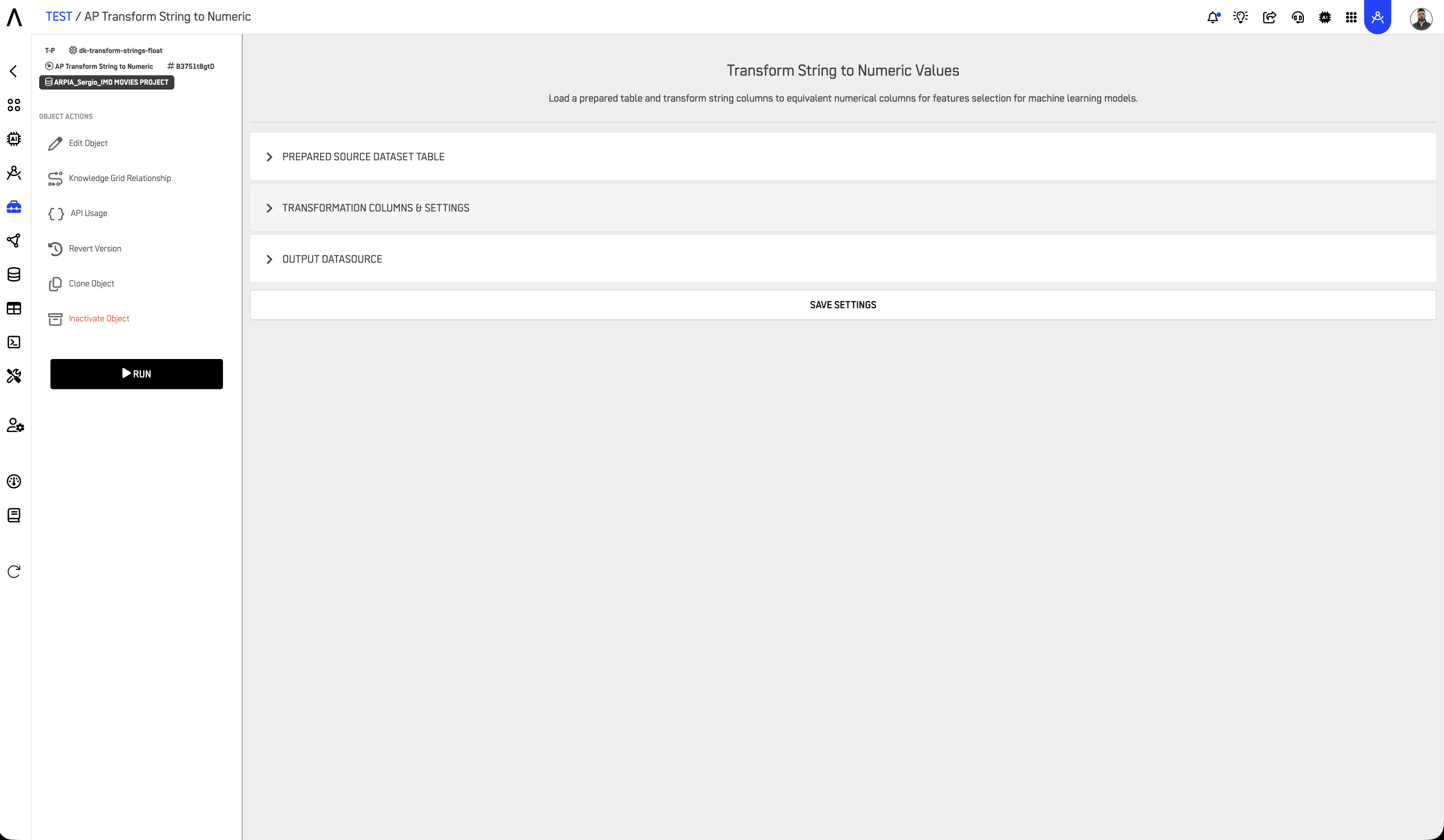 AP Prepared Table interface