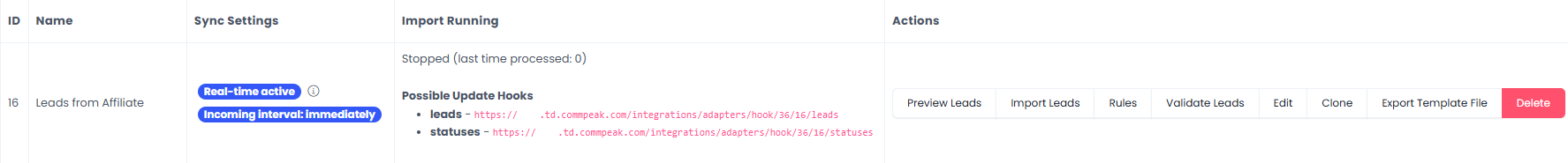 Remote Adapter Import Group