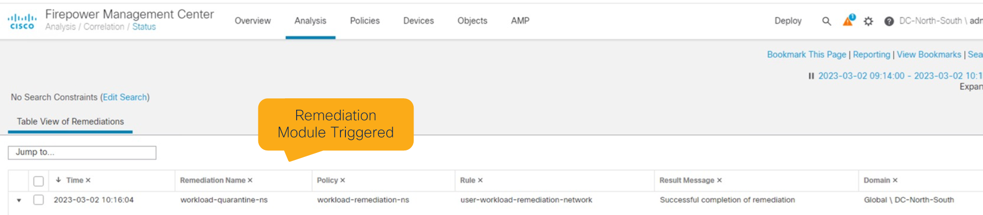 Figure 37: Remediation Module Response Triggered