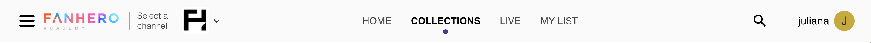 The navigation bar displaying the Collections tab selected