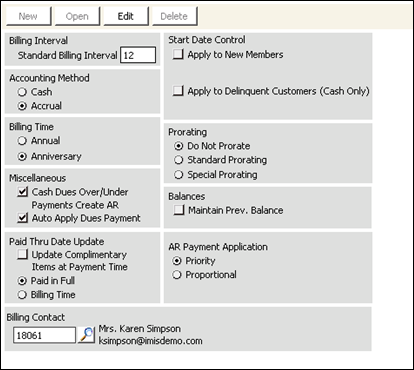 Desktop: From Billing, select Set up module > General options