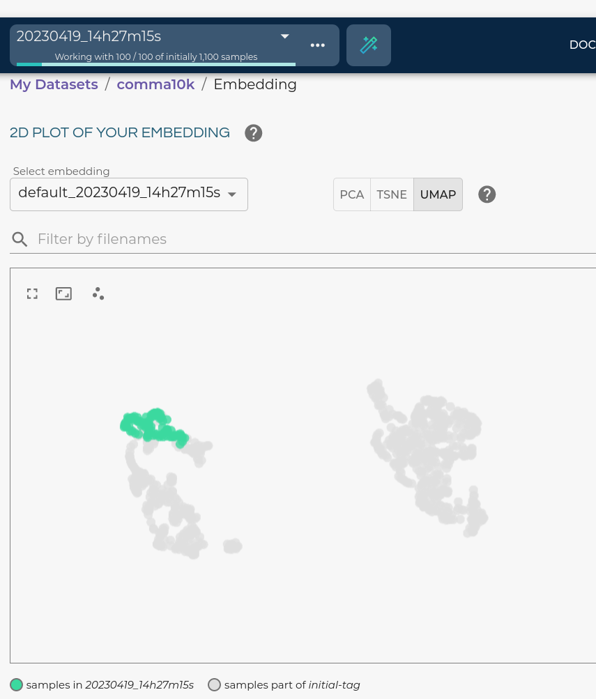 Compare embeddings of the search result and the initial samples.