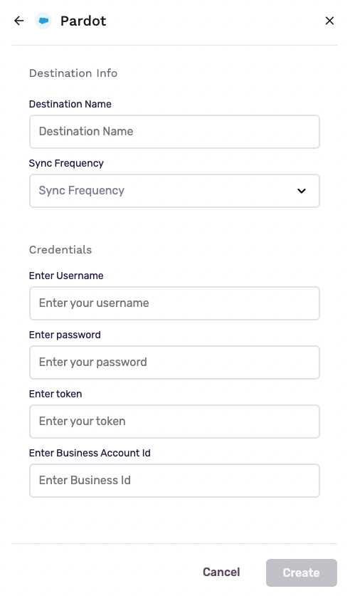 pardot destination configuration