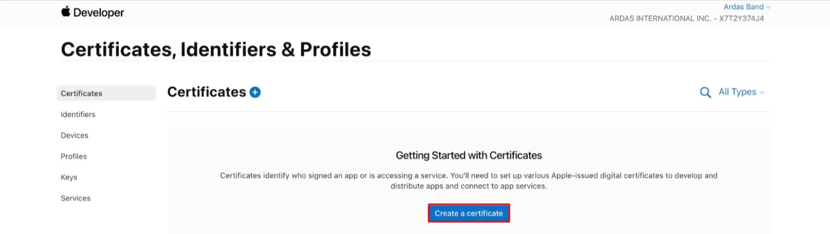 Create a certificate