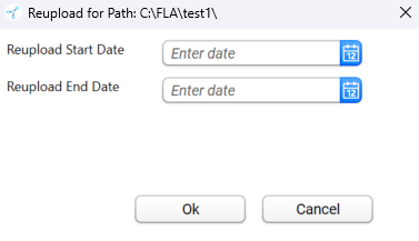 Reupload result files within specified date range