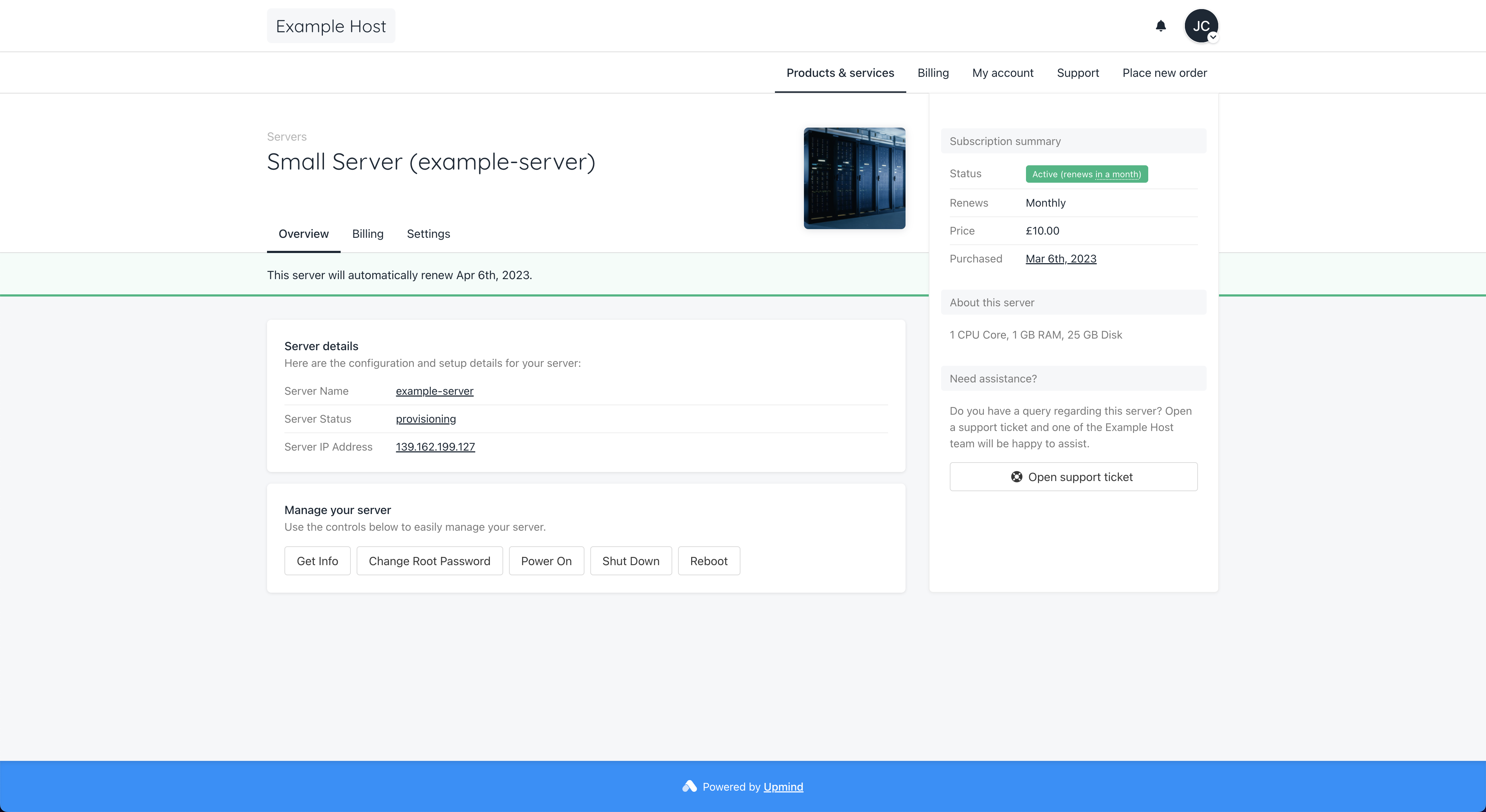 Customer Server Management View