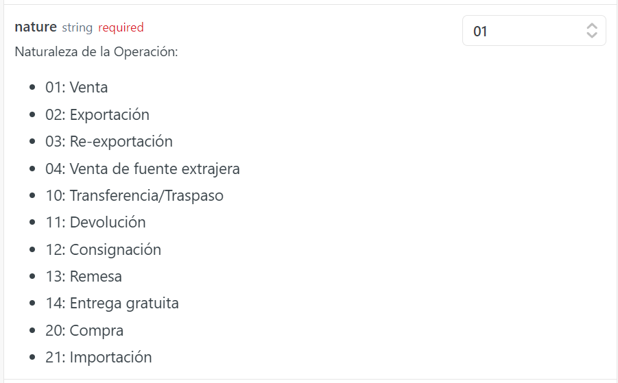 Campo en la api body.information.nature. [endpoint](https://developer.alanube.co/v1.0-PAN/reference/createinvoices-1)