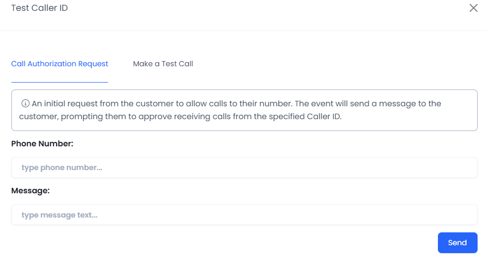 Test Caller ID - Call Authorization Request