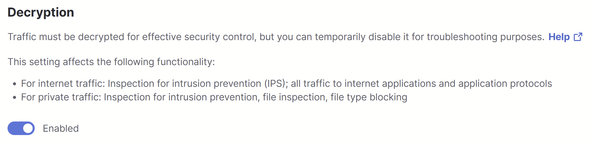 Global settings:  Decryption