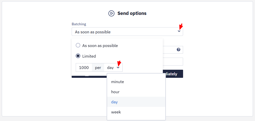 Batching Options Screen