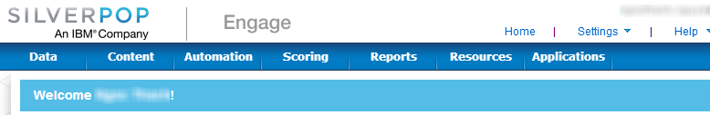 Screenshot of the Acoustic Engage dashboard where managing data, content, and automation