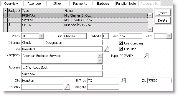 From Events, select Register a customer, and select the Badges tab