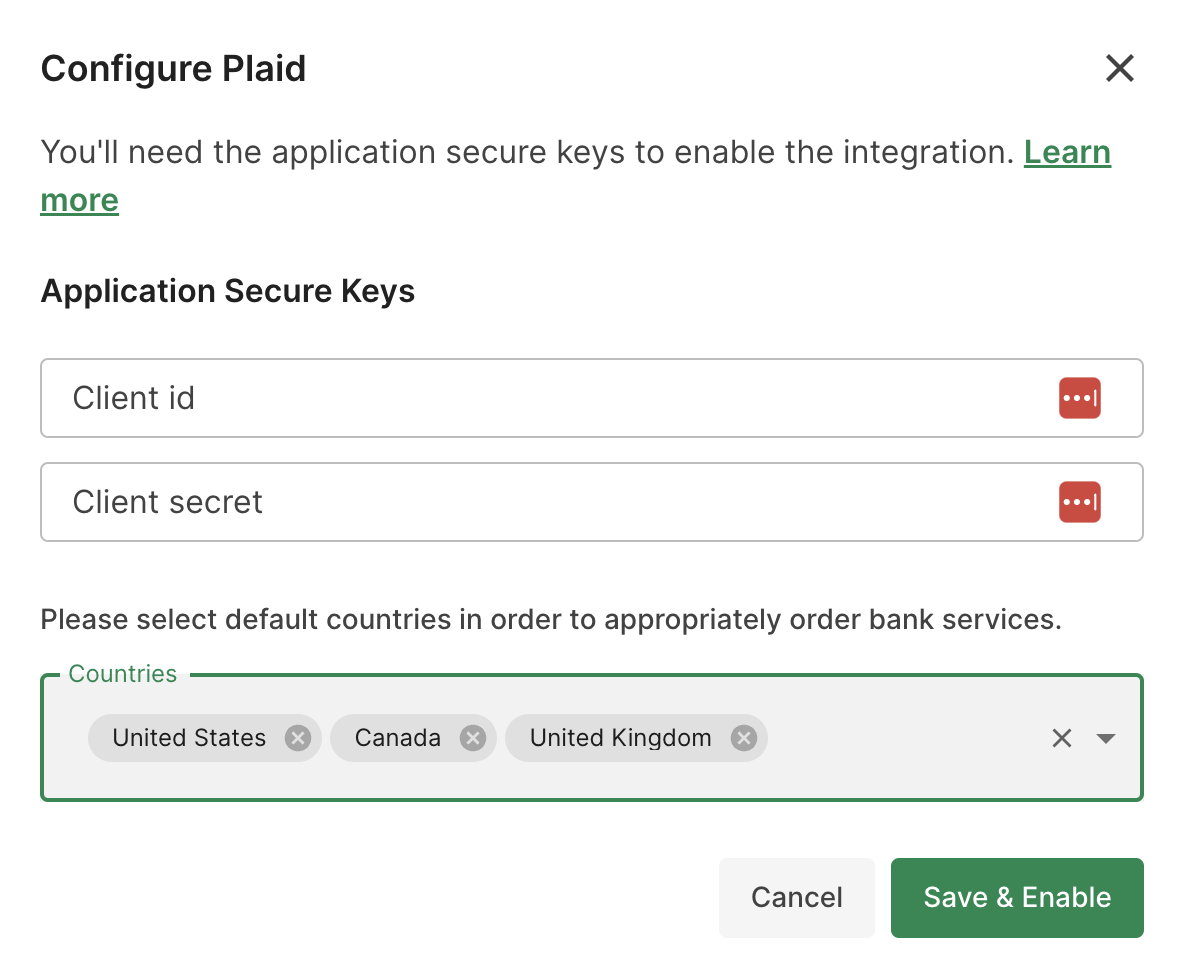 Banking manage integrations page in Railz Dashboard. Click to Expand.