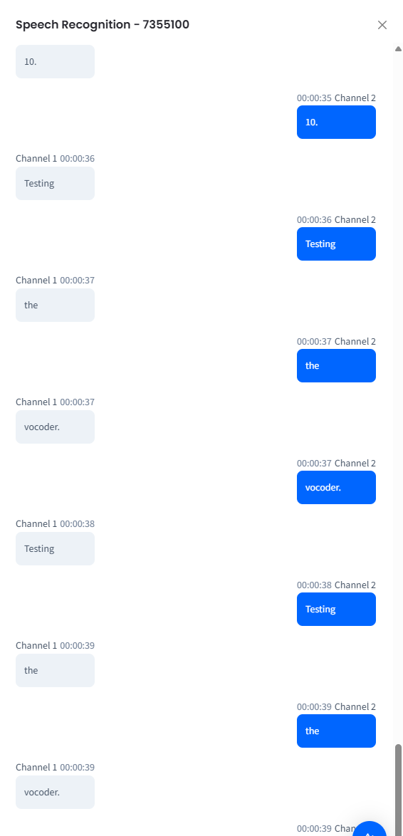 Screenshot of viewing transcript details