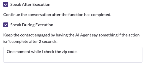 **Example Speak Configuration**