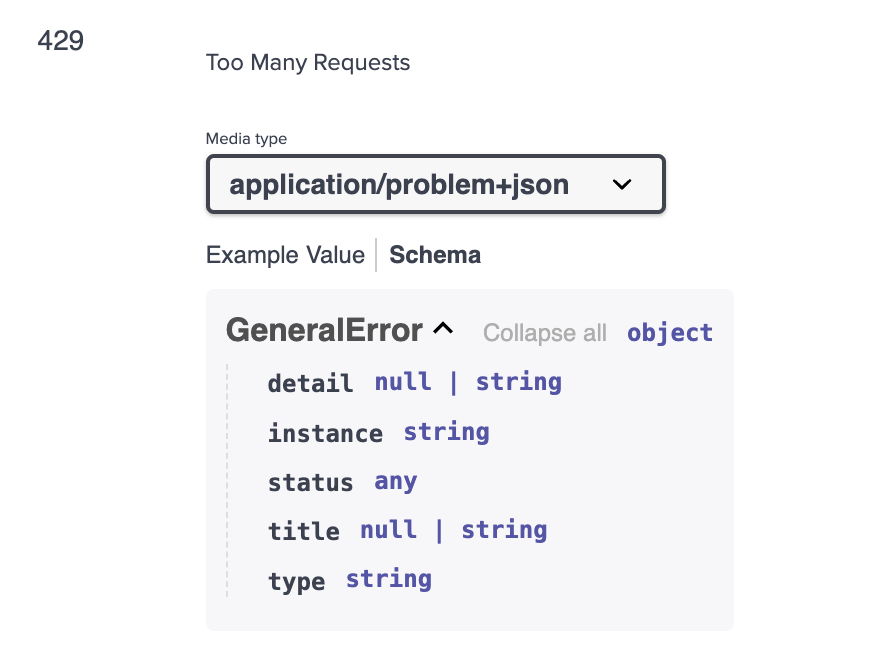 Updated error response.