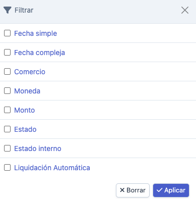 Filtros liquidaciones