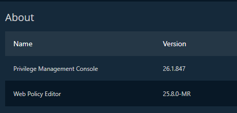 About page in EPM for Windows and Mac