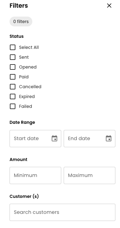 Image showing the filter options