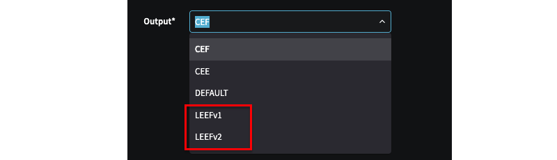 New syslog output options LEEFv1 and LEEFv2