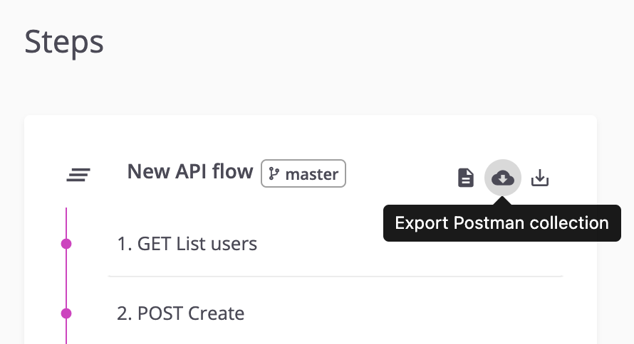 Export an API test flow as Postman collection from the test details page.