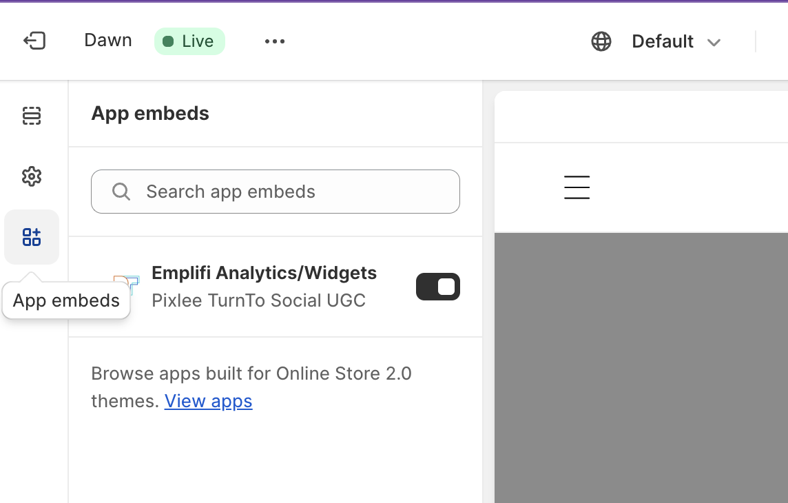 EnableApp Embed in Theme page