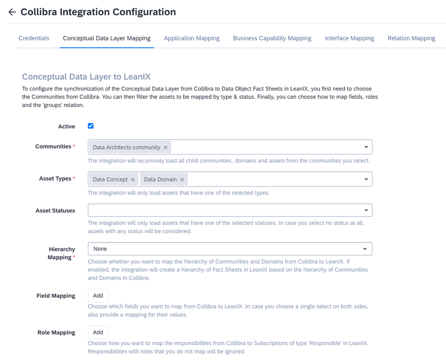 Configuring Conceptual Data Layer Mapping