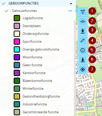 Figuur 2 - Beschikbare functies in de legenda.