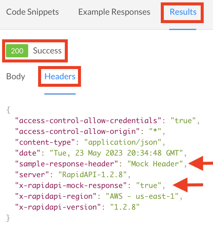 Simple response status and headers.