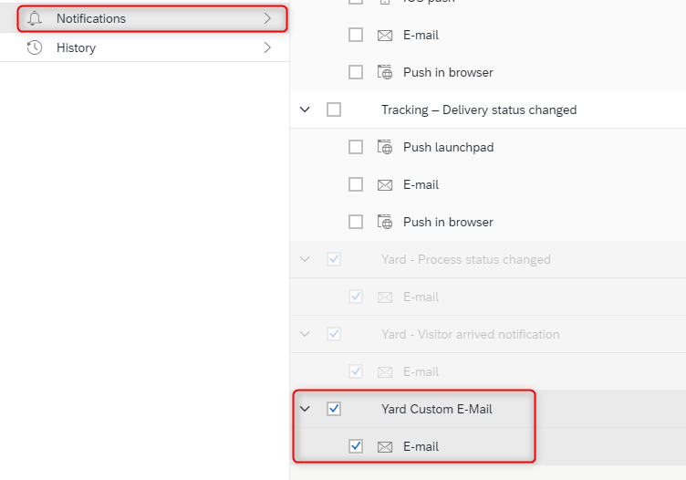 E-mail template settings