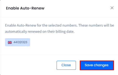 Screenshot of the Enable Auto-Renew window