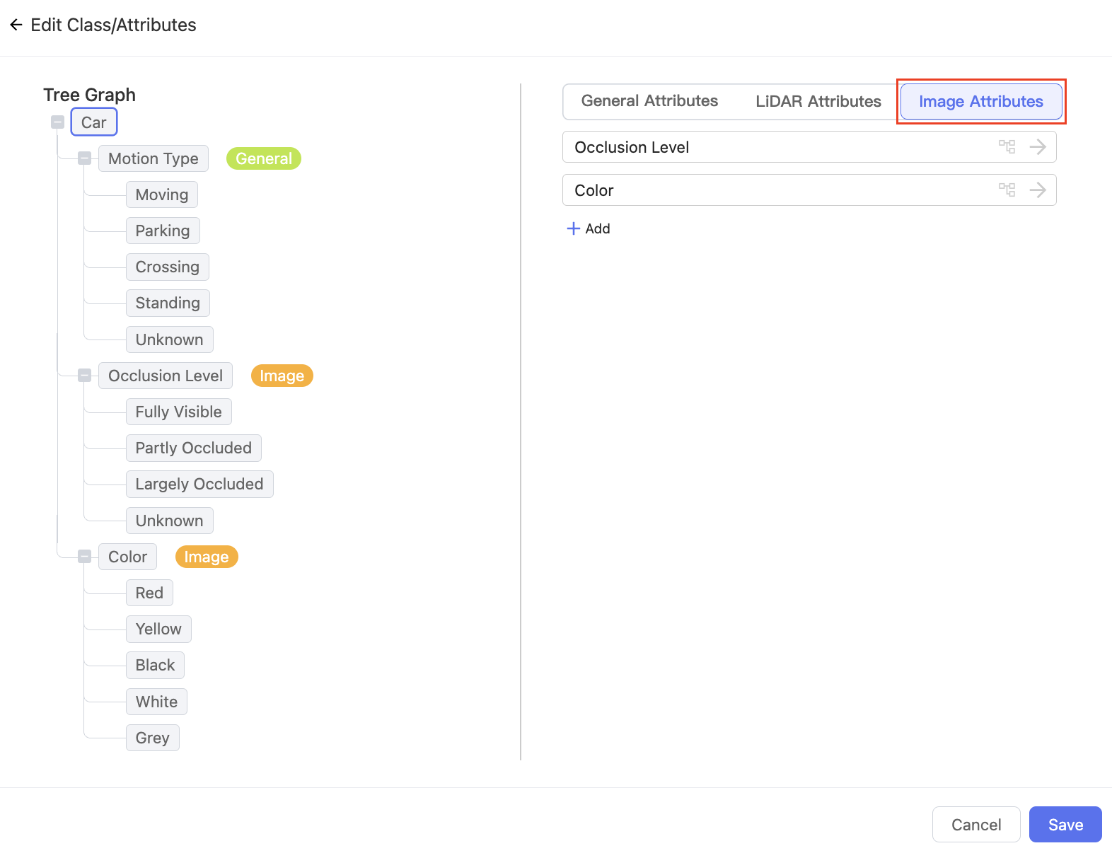 Attribute management interface