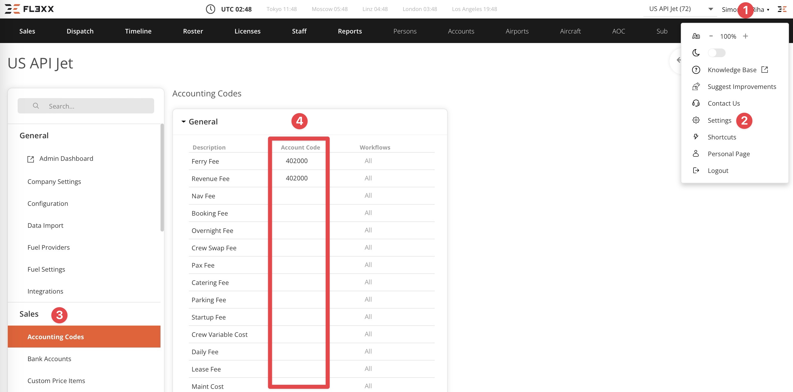 Accounting Codes - Default Price Items