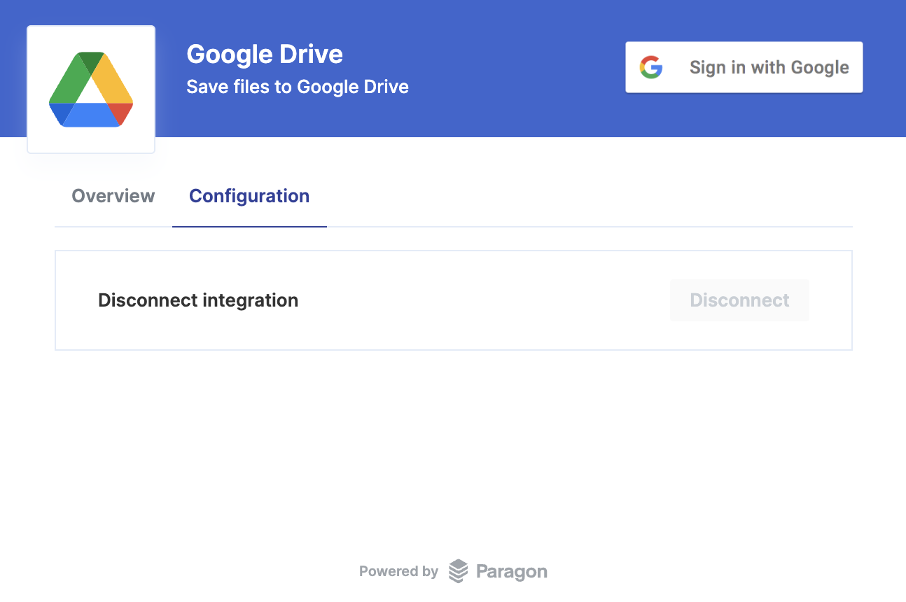 Google drive pop-up in-app
