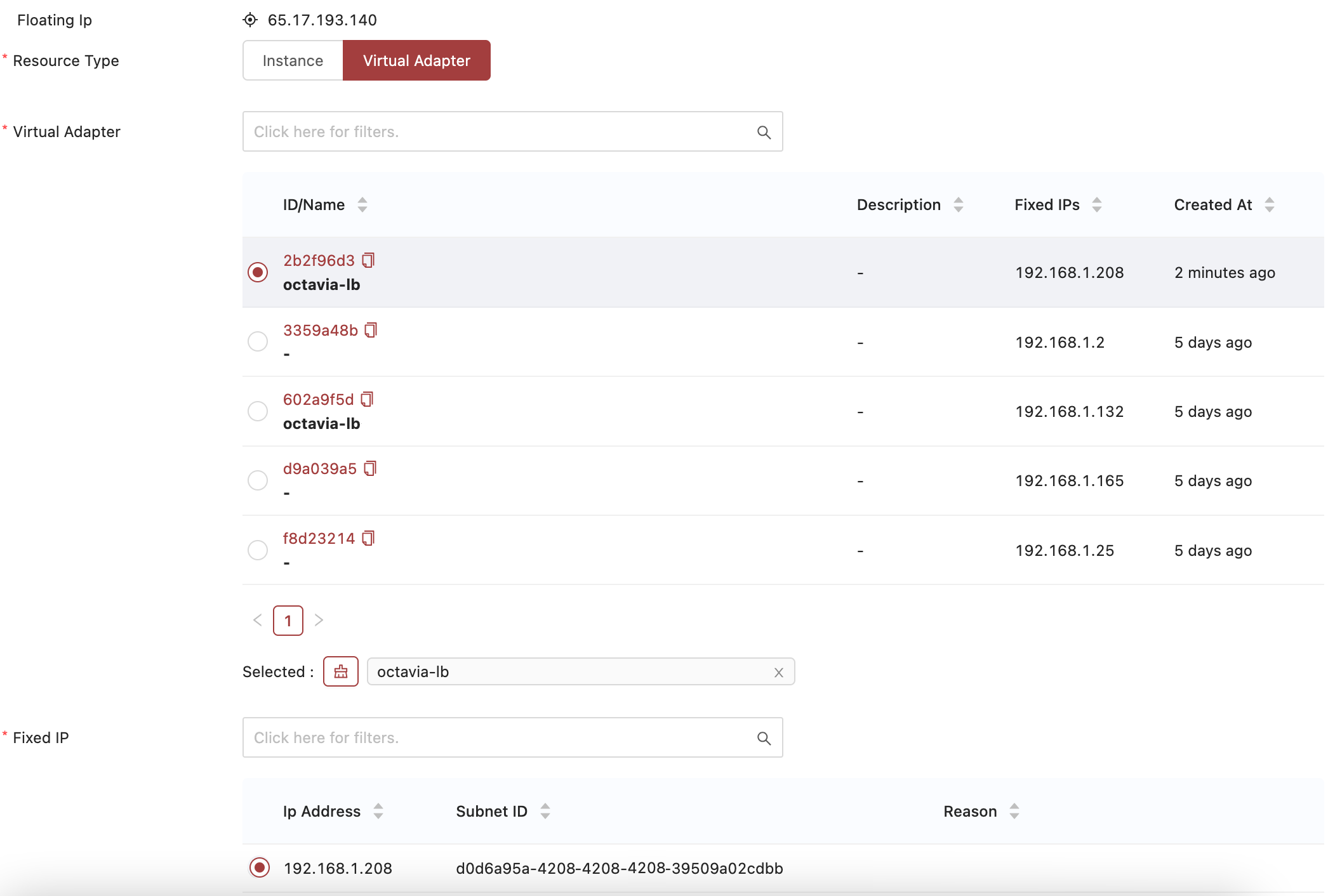 Assigning a Floating IP to a Load Balancer