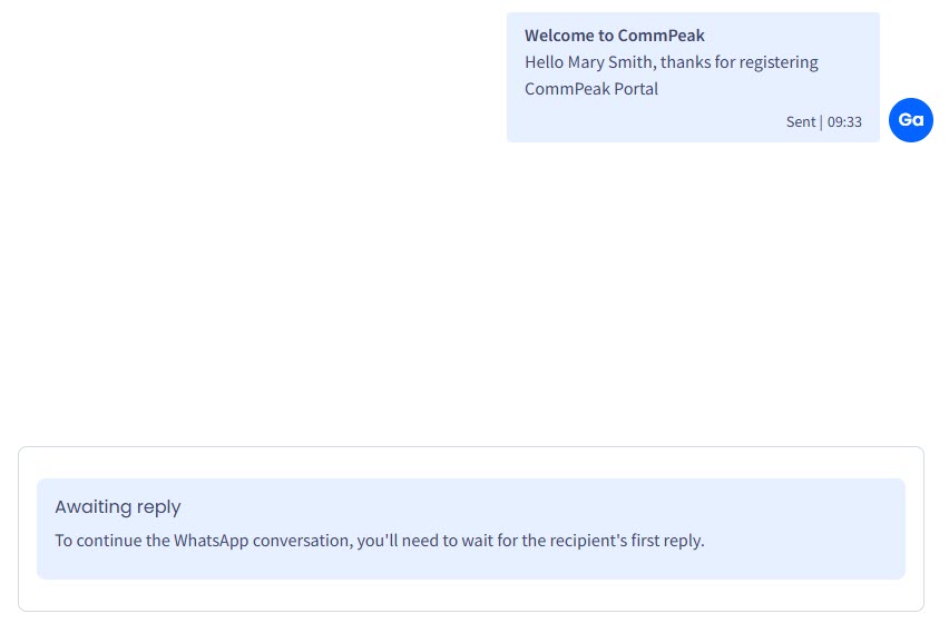 Screenshot of the message sent