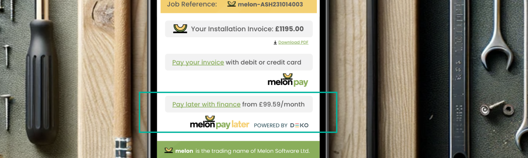Finance Promotion - Platform shows finance specific offer messaging (tagline) and requires regulation