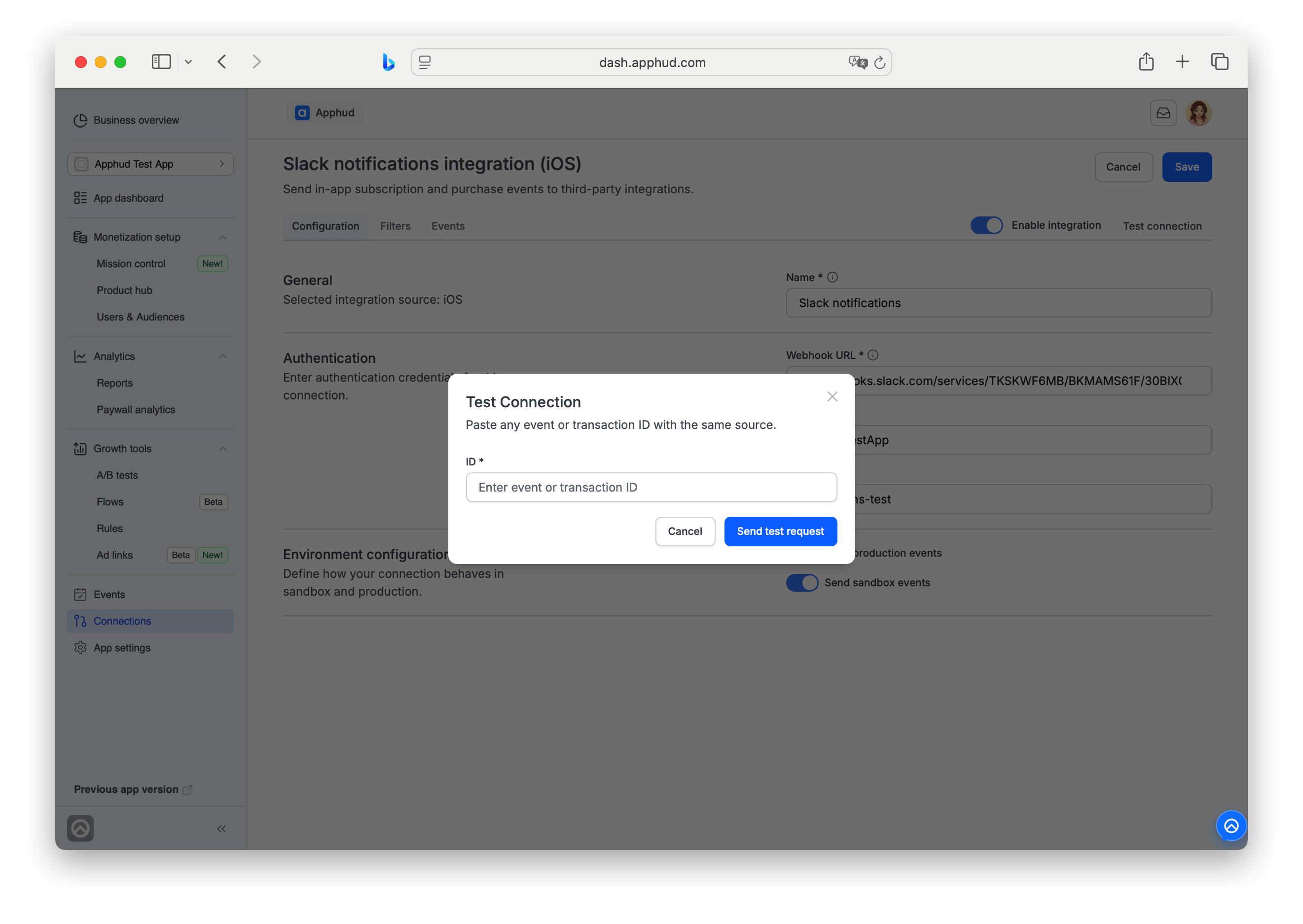 Connections - Test newly added integration