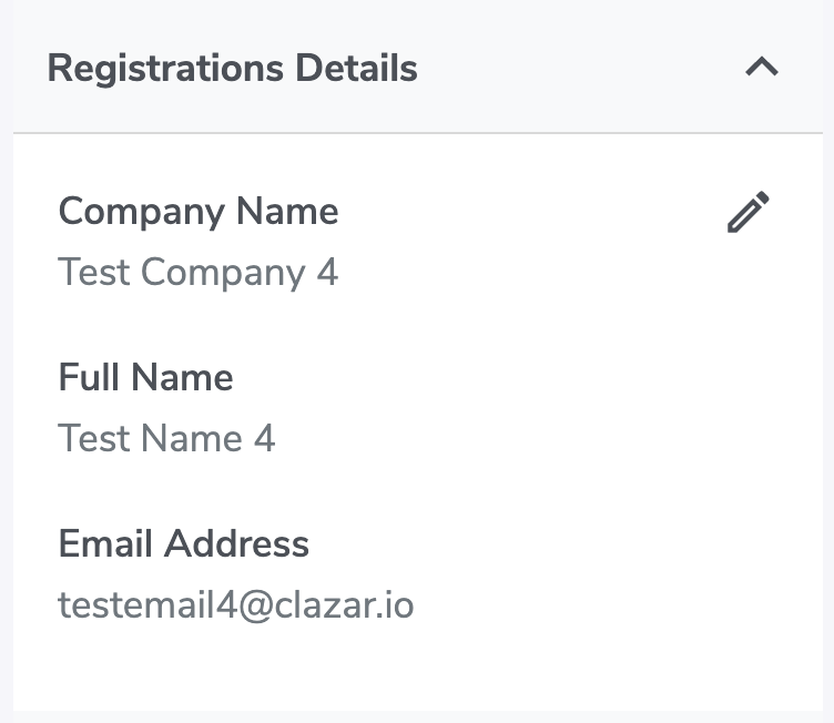 Sample registration details