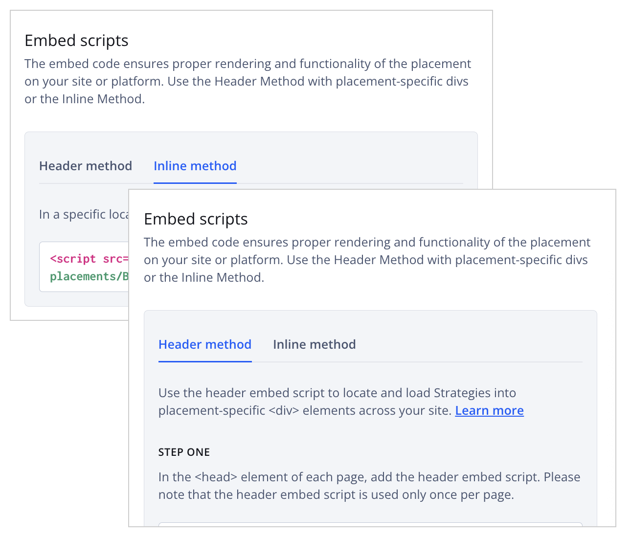 Embed Scripts section