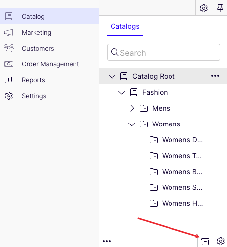 Screenshot of the navigation pane with the Archive icon highlighted.