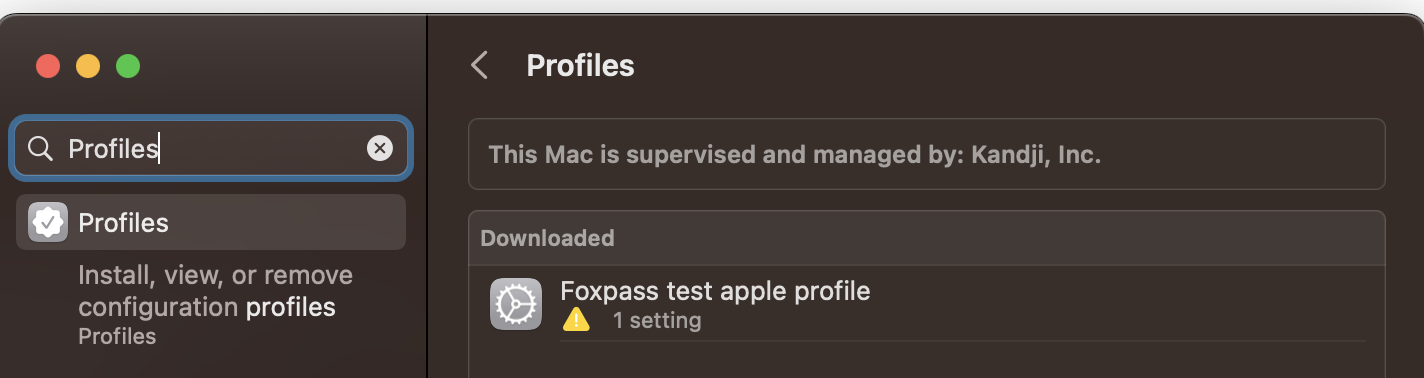 Foxpass sample profile in MAC

