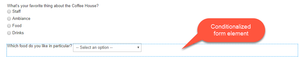 Screenshot of a form element with a thin blue dotted border indicating that dependency conditions are configured