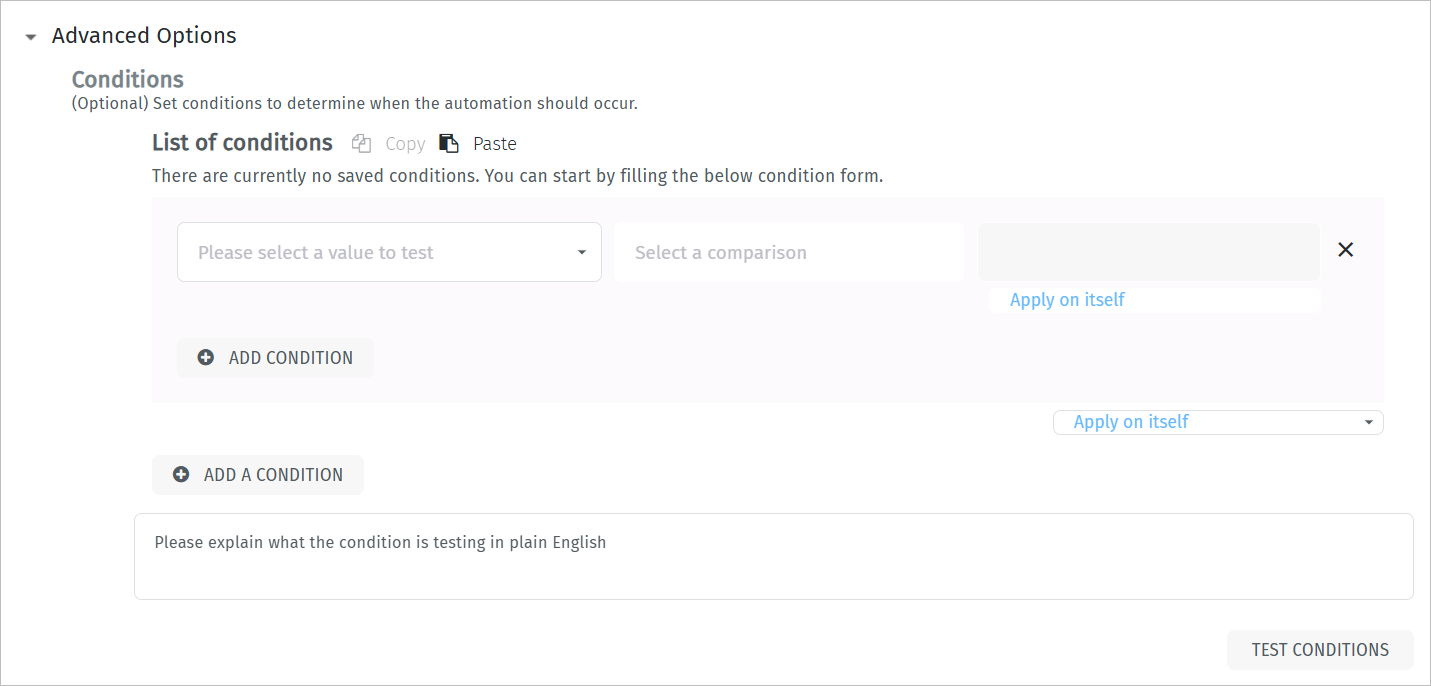 Conditions in the Call external API automation
