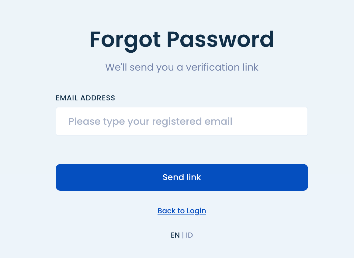 Forgot Password Page