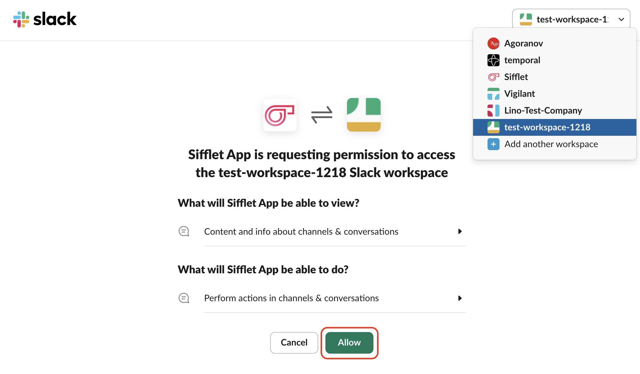 Slack Page