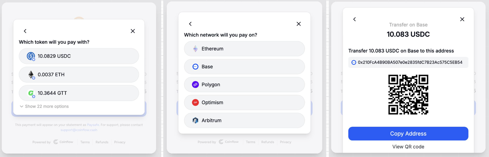 Payer who is paying from anywhere to an address.
(User selects the chain, which token, and is given an address to send the crypto to).