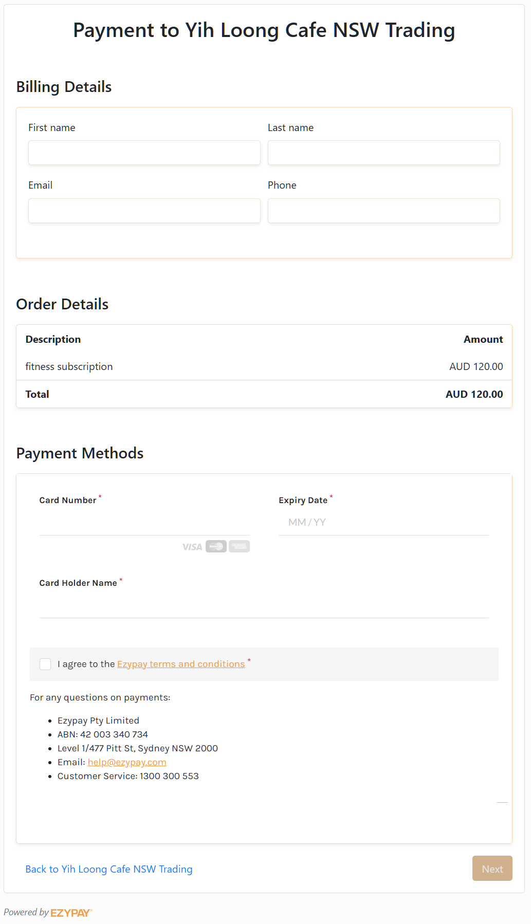 Figure 1: Checkout page for new customer