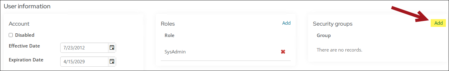 Adding a new group to a contact's account