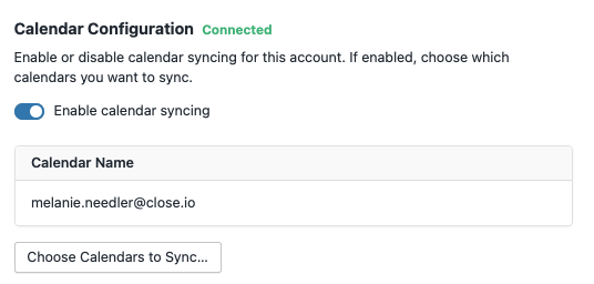 Enable Calendar syncing - Existing Account